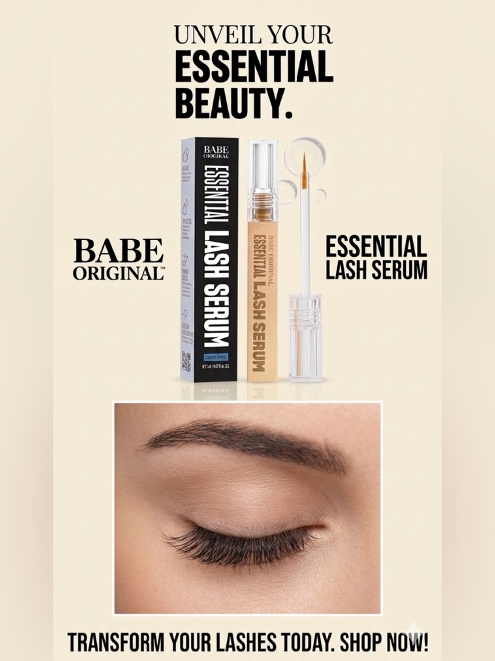 Babe Original 🌟 Essential Lash Serum | Clinically Proven | Vegan | New in Box